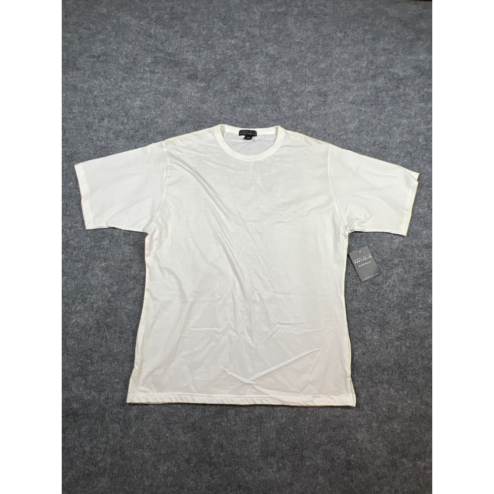 Perry Ellis Portfolio T-Shirt Mens L White Cotton Sleepwear Crew Neck Pullover